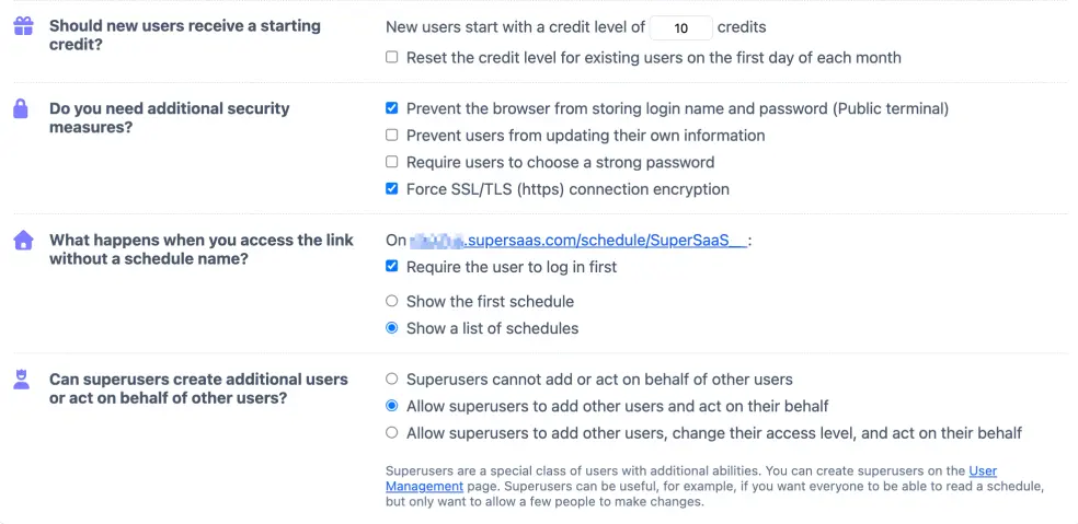 Other registration/authorization settings