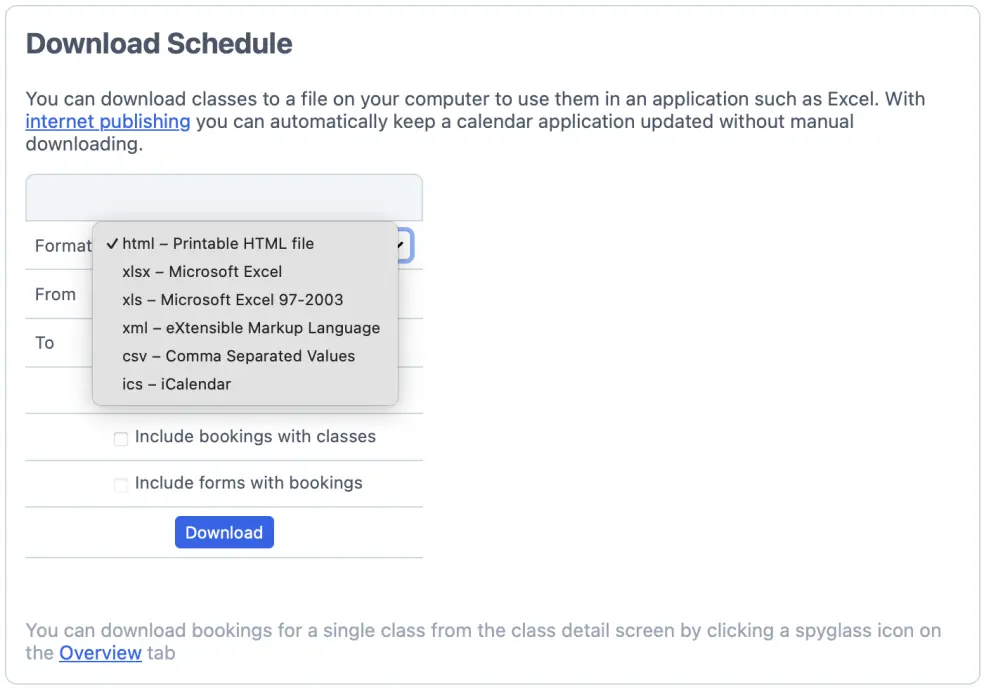 download bookings