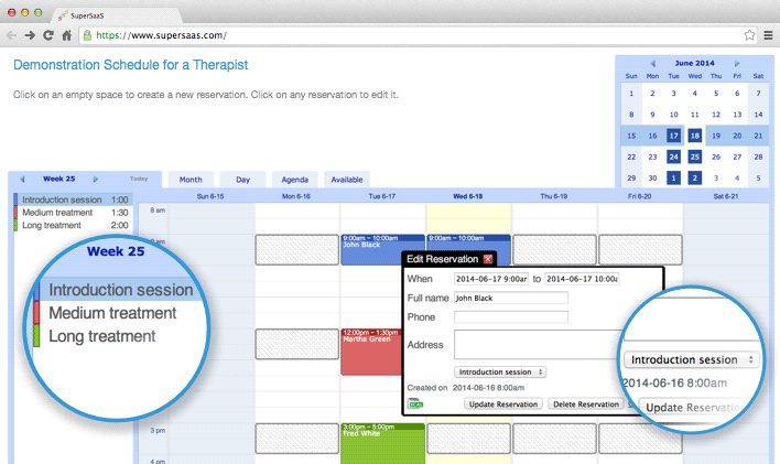 Example resource schedule