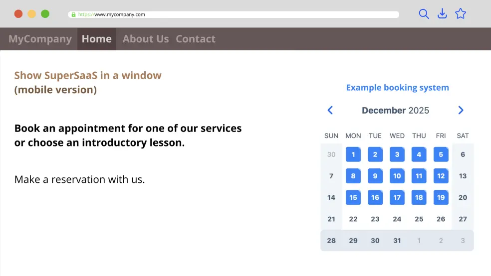 iframe based integration, using mobile version of schedule