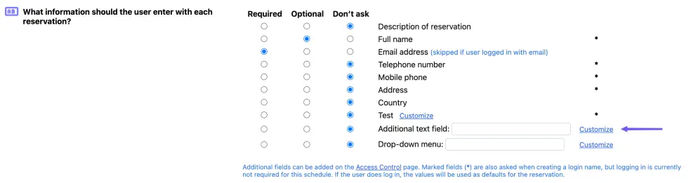 Additional text field