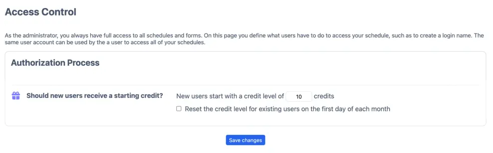 Configuring a starting credit
