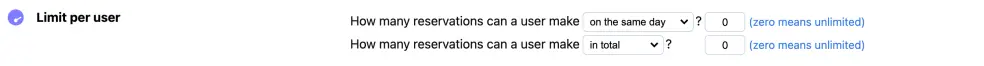 Limit per user