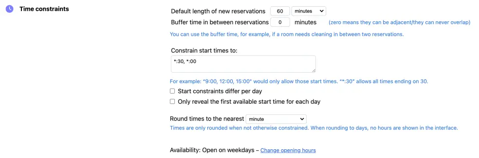 Start time constraints