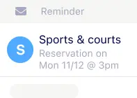 Booking reminder notification