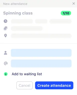 SuperSaaS booking form for spinning class with waiting list option