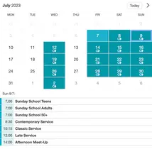 Eksempel på en arrangementskalender til en kirkelig organisation