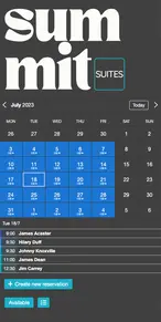 Eksempel på en online kalender til konference- og mødelokaler
