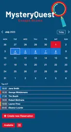 Example of a SuperSaaS schedule on a mobile device for escape rooms