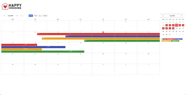 Example of a SuperSaaS schedule on a computer for real estate properties
