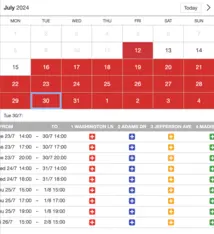 Example of a SuperSaaS widget-type schedule on a tablet device for real estate properties