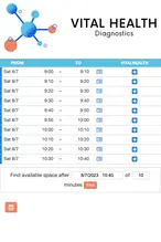 Example of a SuperSaaS schedule on a mobile device for medical tests and vaccination services