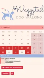 Eksempel på en online kalender på for en kattepension