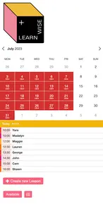 Example of a SuperSaaS schedule on a mobile device for offering private lessons