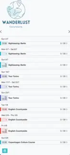 Example of a SuperSaaS schedule on a mobile device for sightseeing & tour services