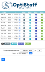 Beispiel für einen Online-Terminbuchungskalender von SuperSaaS auf einem mobilen Gerät als Smartphone für die Personaleinsatzplanung