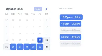 SuperSaaS booking widget for medical tests and vaccination services on tablet