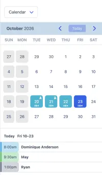 Beispiel für einen SuperSaaS Online-Terminbuchungskalender auf einem mobilen Gerät für Sprachschulen