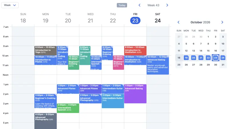 SuperSaaS class scheduling software demonstrated on a desktop computer