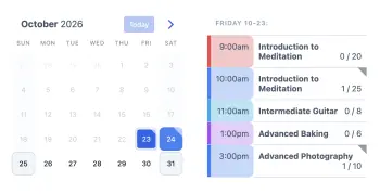 SuperSaaS class scheduling on tablet