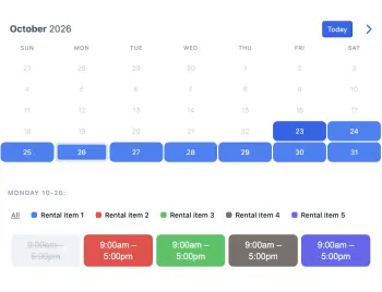 SuperSaaS boat rental widget schedule embedded on a marina website