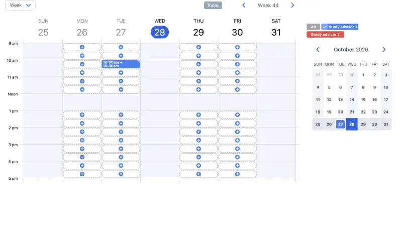 SuperSaaS academic appointment scheduling on desktop