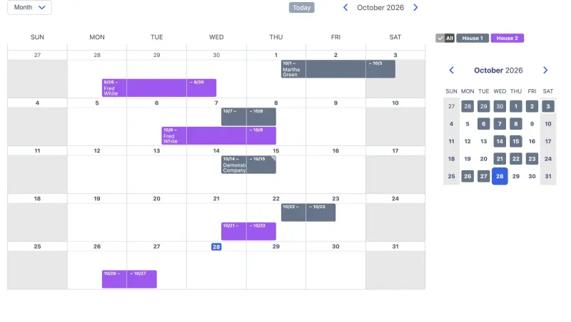 SuperSaaS schedule for real estate properties on desktop