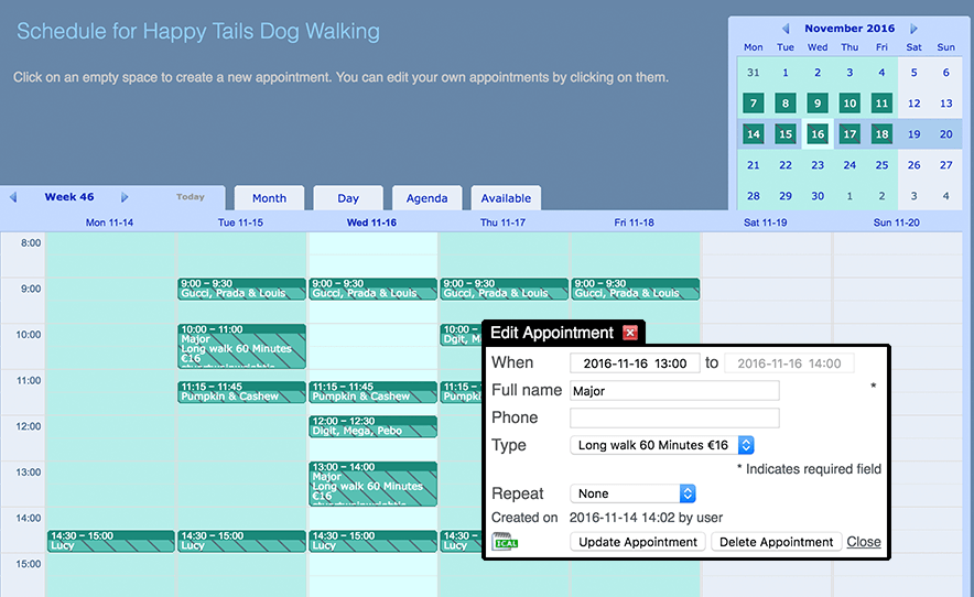 Online booking software for boarding kennels