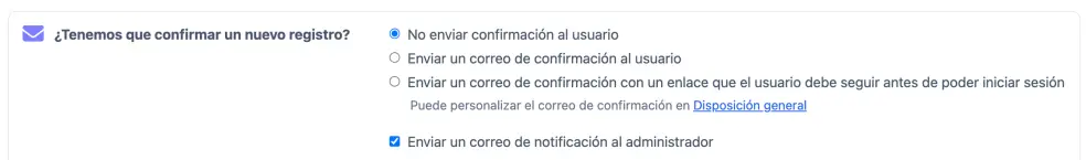 Confirmación de registro y verificación