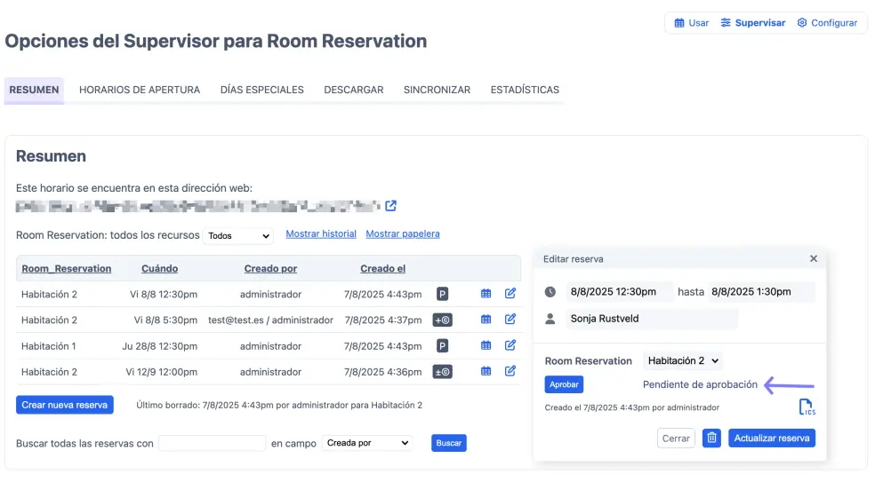 Ventana emergente de aprobación