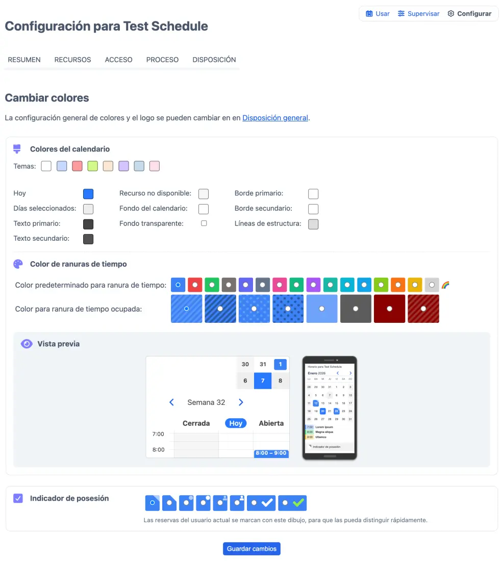 Colores de disposición