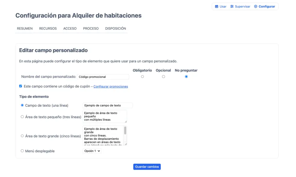 Editar campo personalizado