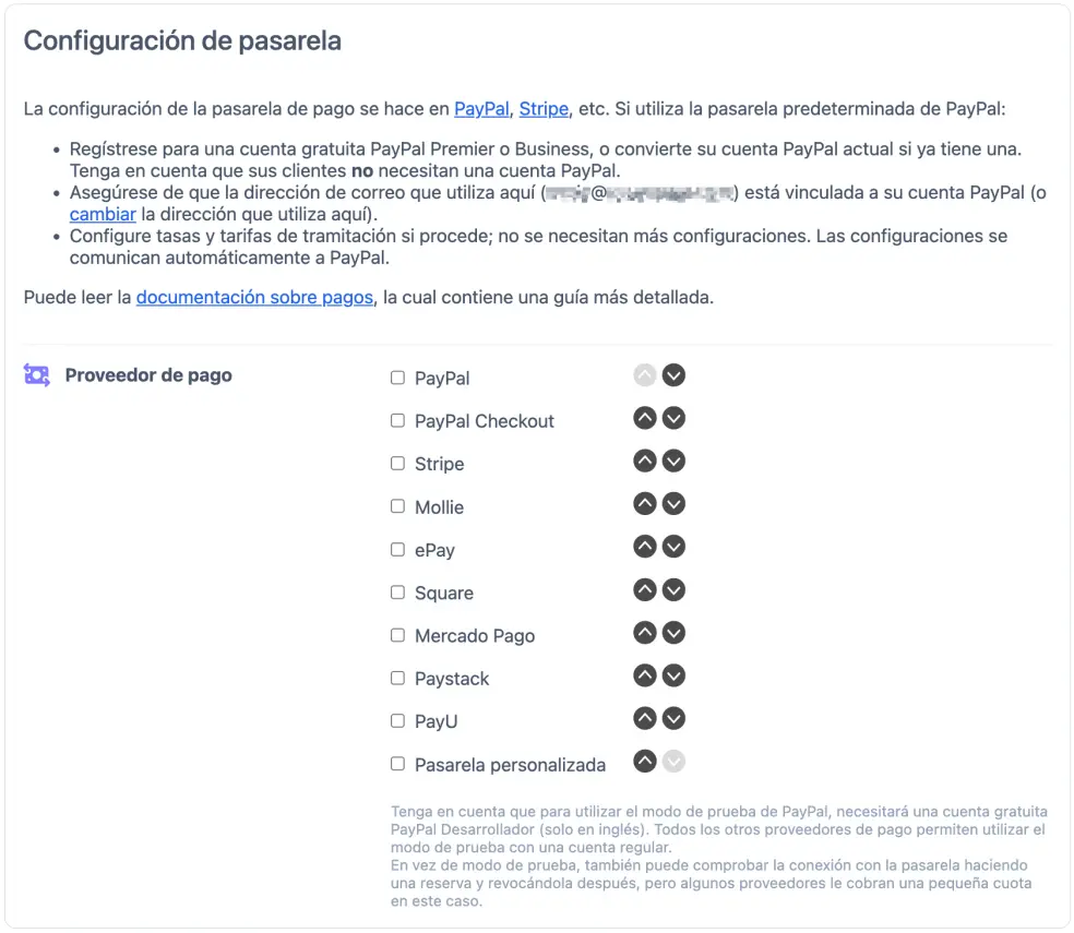 Seleccionar el proveedor de pagos