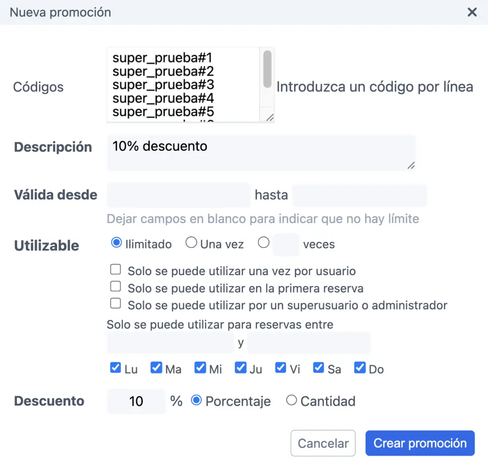 Múltiples promociones