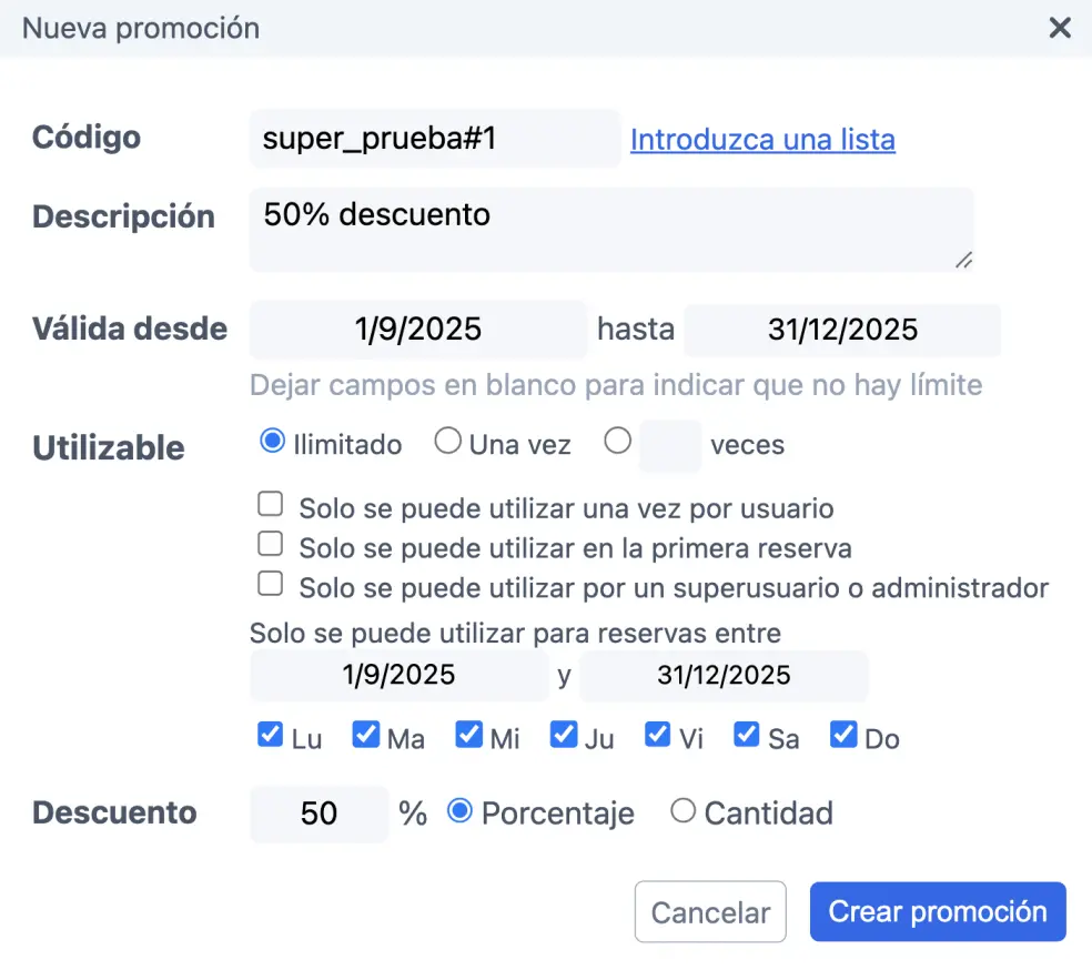 Ventana emergente de nueva promoción