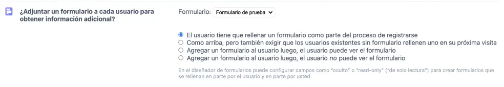 Adjuntar un formulario de registro