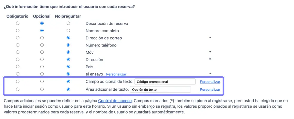 Campos personalizados