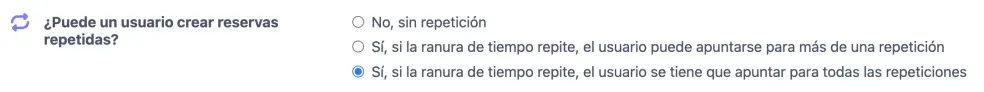 Repetir reservas de horario de capacidad