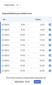 Plataforma de reservas para coaches de SuperSaaS en un dispositivo móvil