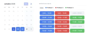 Ejemplo de widget de SuperSaaS en una tablet para reuniones entre padres y profesores