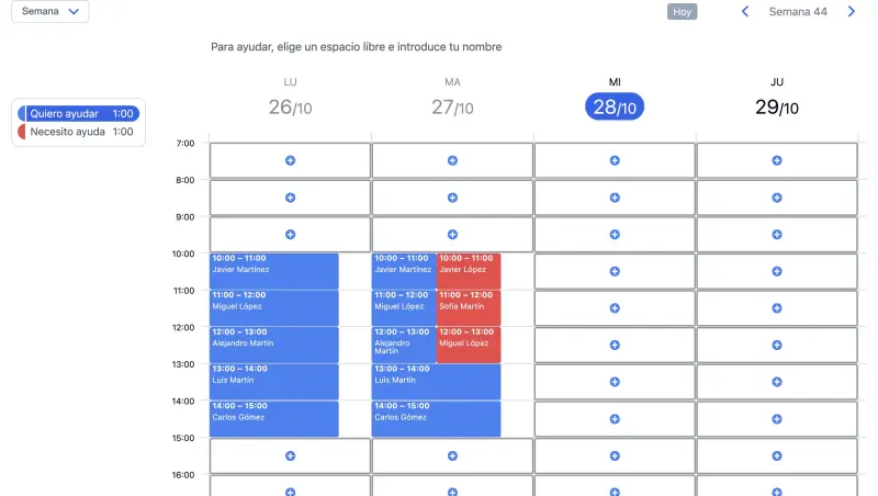 Software de programación de voluntarios de SuperSaaS en un equipo de escritorio
