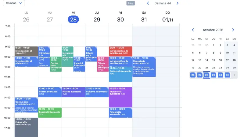 Software de programación de clases de SuperSaaS en un equipo de escritorio