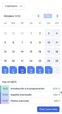 Software de programación de clases de SuperSaaS en un móvil