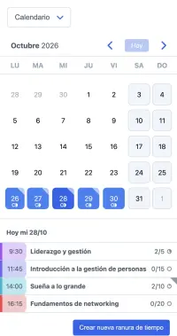 Planificación de eventos de SuperSaaS en un móvil