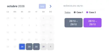 Ejemplo de widget de SuperSaaS en una tableta para propiedades inmobiliarias