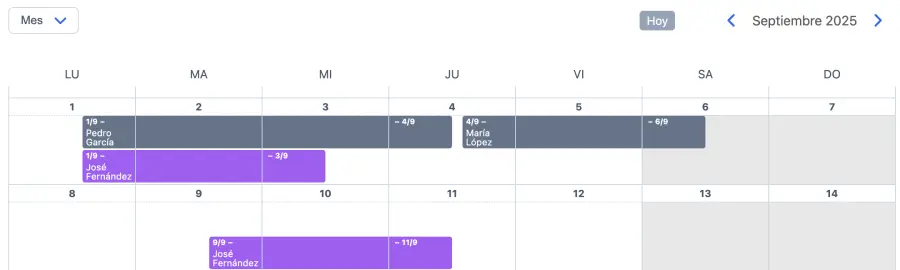 Horario con reservas