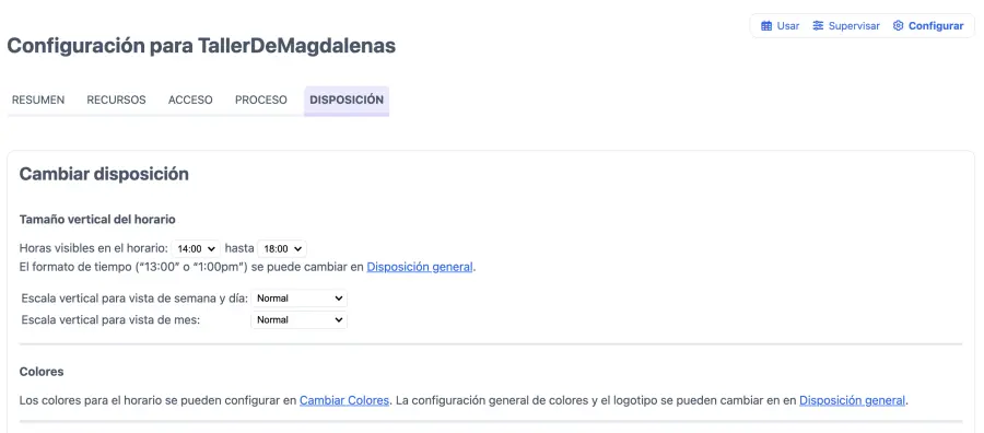 Disposición de horario de magdalenas