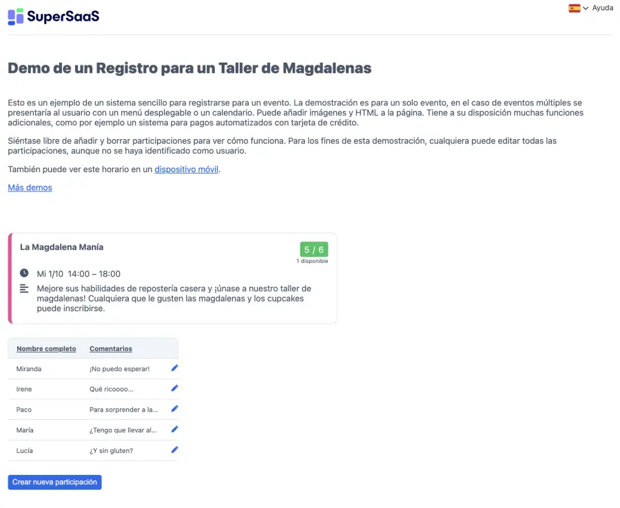 Usuarios del horario de magdalenas