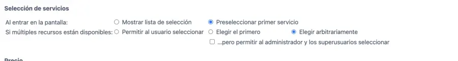 Elegir recursos para un servicio si múltiples recursos están disponibles