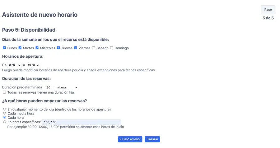Configurar la disponibilidad de recursos
